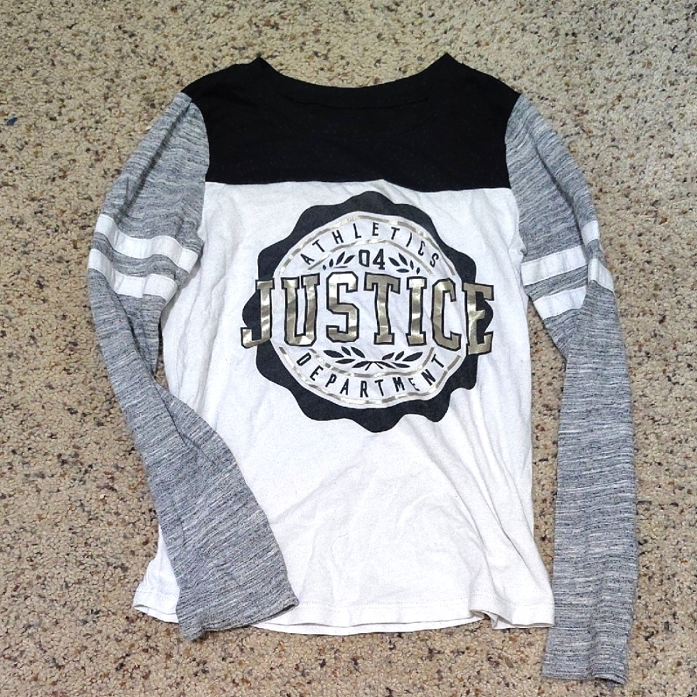 Justice Black and Gray Long Sleeve Tee